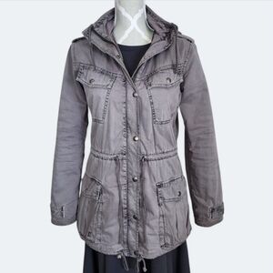 Aritzia Talula Trooper Quilted Utility Jacket Fits Small Taupe Gray